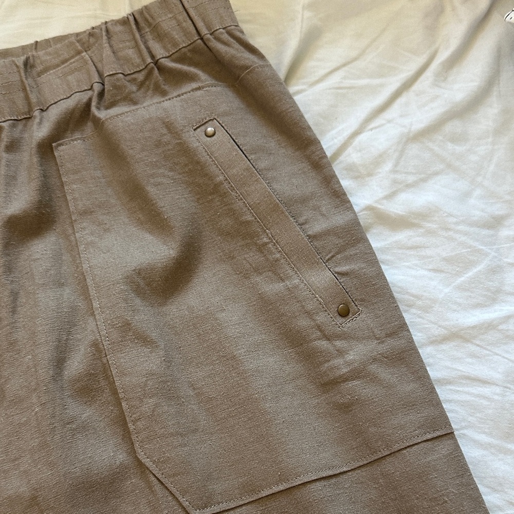 Democracy Women's Linen Blend Wide Leg Tan Pants - Picture 6 of 8